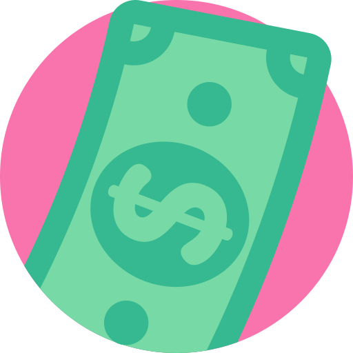 Dollar bill with a pink background icon