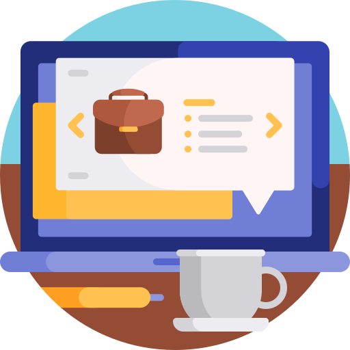 Computer and coffee cup icon