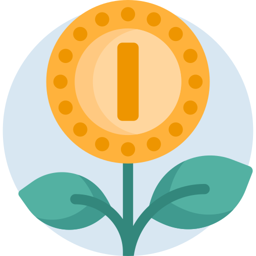 Plant with a coin as the flower icon