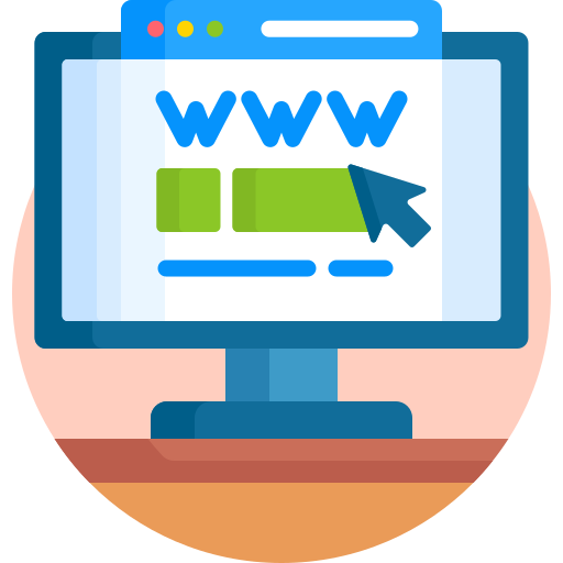 computer website with www and pointer icon