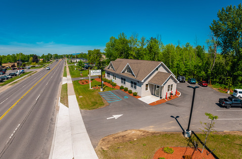 An arial view of our Plattsburgh location, taken from over the road.