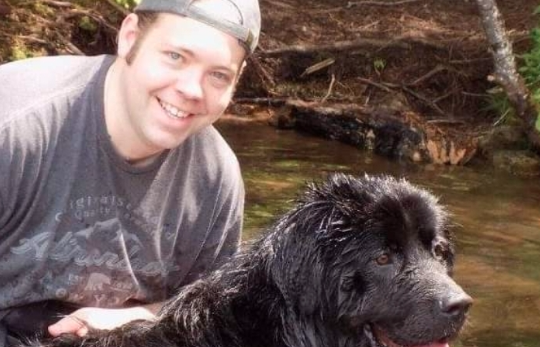 Matthew Griffin and his dog, the Northern Adirondack Pet Fund