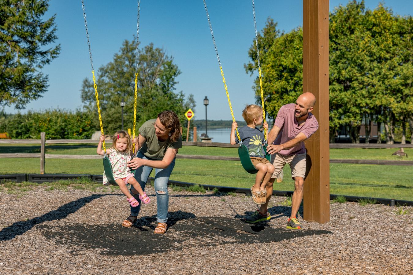 happy family at park