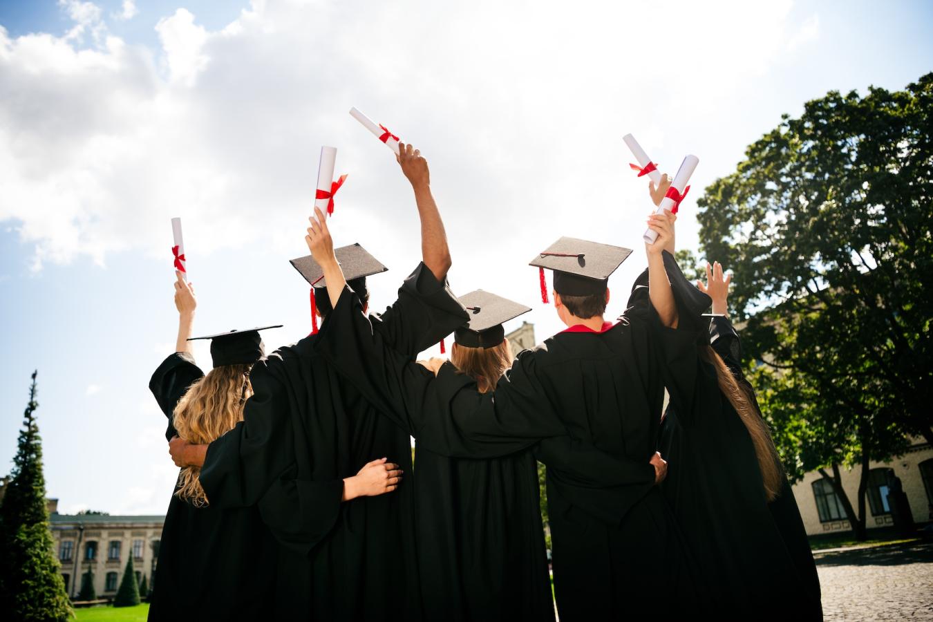 Happy students graduating