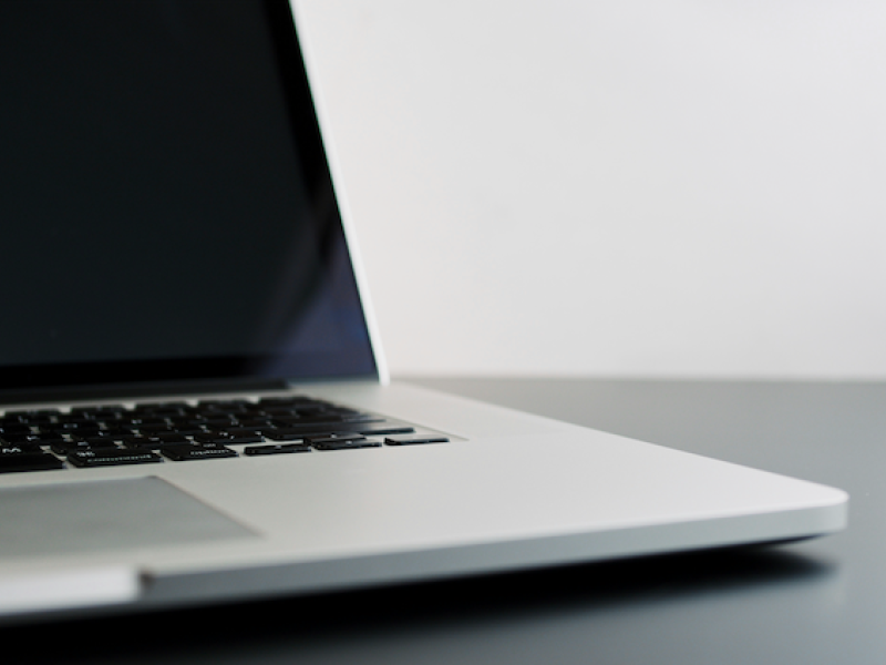 Open laptop computer on a desk