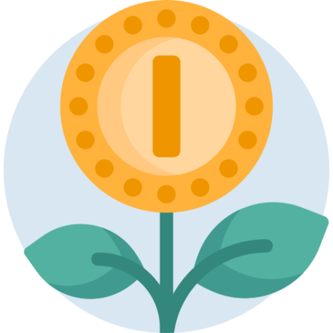 Plant with a coin as the flower icon